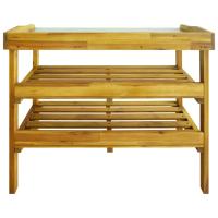 vidaXL Banco para macetas con 2 estantes madera maciza de acacia+zinc - details 3