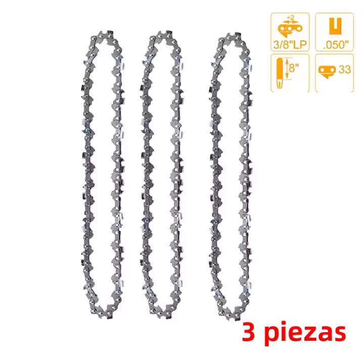 Cadena De Motosierra 8" Con Línea De 33 Enlaces Y Precisión 3/8" LP De Acero Metálico Para Reparación Y Mantenimiento De Motosierras Eléctricas Herramientas De Carpintería - 1