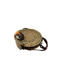 MODELISA Bolso Bandolera Redondo Rafia Paja Borla Concha Estilo Casual Playa Verano Mujer - details 3