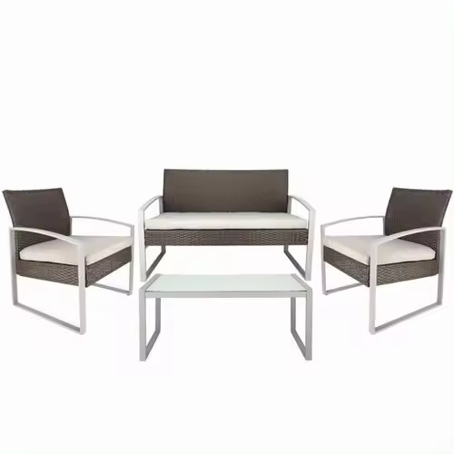 Gerimport Set de Mobiliario de Jardín 4 Piezas  Conjunto de Exterior Moderno y Resistente para Terraza y Patio  Sillas, Banco y Mesa con Diseño Elegante para Espacios al Aire Libre  Calidad y Comodidad - 1