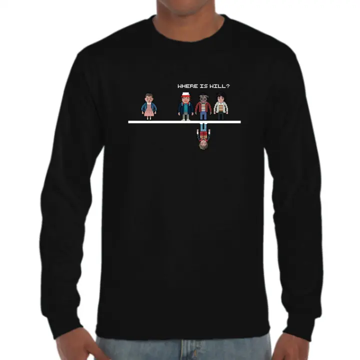 The Fan Tee Camiseta Manga larga de HOMBRE Stranger Things Once Eleven Demogorgon Upside Down Hawkins 008 - 1