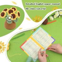 Kit De Instrucción Para Tejer Con Agujas Incluido Para Principiantes Con Plantilla De Girasol DIY Manualidades De Hilo De Algodón - details 2