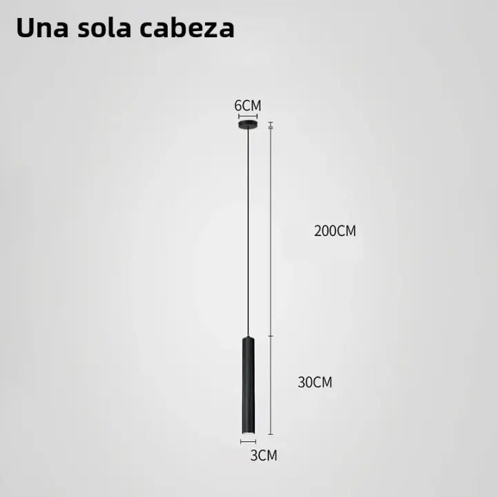 Lámpara Colgante Moderna Nórdica LED Doble Cabeza Para Comedor 2m Con Tubo Decorativo De Cilindro Lámpara De Techo Auto Contenida LED Incluido - 1