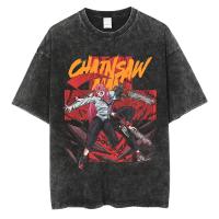 Camiseta De Manga Corta Para Hombre Estilo Hip Hop Vintage Washed En Color Negro Con Estampado De Cadena Anime Camiseta Casual Para Todas Las Estaciones - details 10