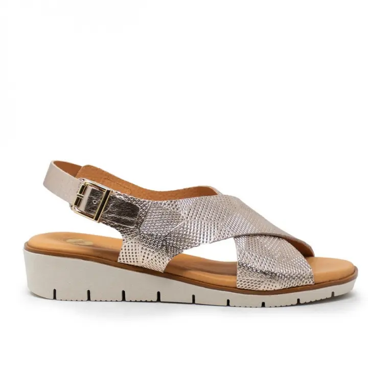 TINA KIZ 2275 Sandalias planas de Mujer 31445 24V SANDALIA CRUZADA PLATINO - 1
