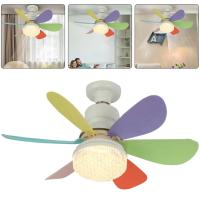 Ventilador de techo con luz, 30 W, 20 pulgadas, LED, para interiores, blanco, moderno, empotrado, luz de 3 colores, 6 aspas, ideal para oficinas, dormitorios y cocinas., 420 x 205 mm - details 1