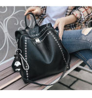 Mochila De Cuero Genuino Para Mujer Lujo Con Hebilla Multifuncional Bolso De Hombro Retro Para Viaje Y Escuela Moda Para Niña Adolescente Negro - details 18