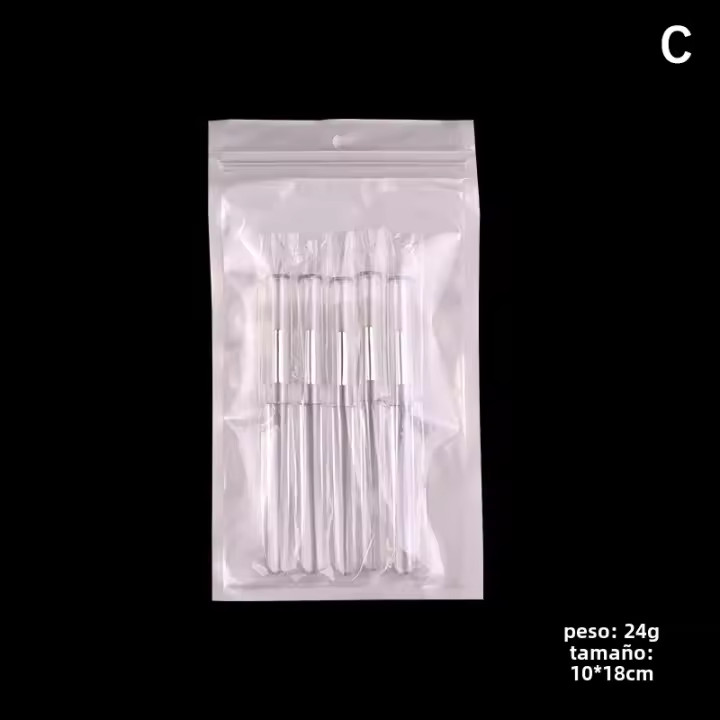 5pcs Sticks De Aplicador De Silicona Planas Borradores Reutilizables Para Labios Con Cubierta Para Prevenir La Polvo Herramientas De Aplicación De Polvo De Uñas - 1