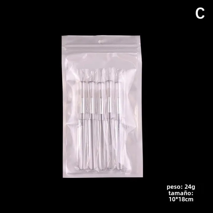 5pcs Sticks De Aplicador De Silicona Planas Borradores Reutilizables Para Labios Con Cubierta Para Prevenir La Polvo Herramientas De Aplicación De Polvo De Uñas - 1