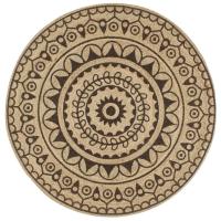 vidaXL Alfombra de yute tejida a mano estampado marrón oscuro en diámetro 90 cm/150 cm/120 cm - details 2
