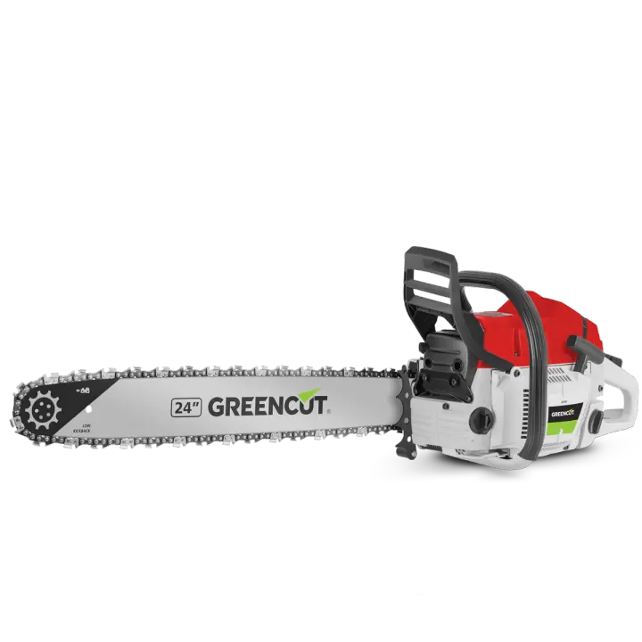 GREENCUT GS720X - Motosierra de gasolina, motor térmico 2 tiempos 72cc, espada dentada 24", para tala y poda, manillar ergonómico - 1