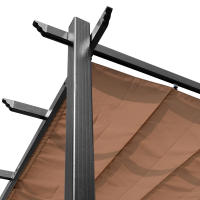 Pérgola gazebo 3x4 m con Techo de tela de Aluminio ajustable, Toldos grises y marrones para Terraza y Jardín - details 4