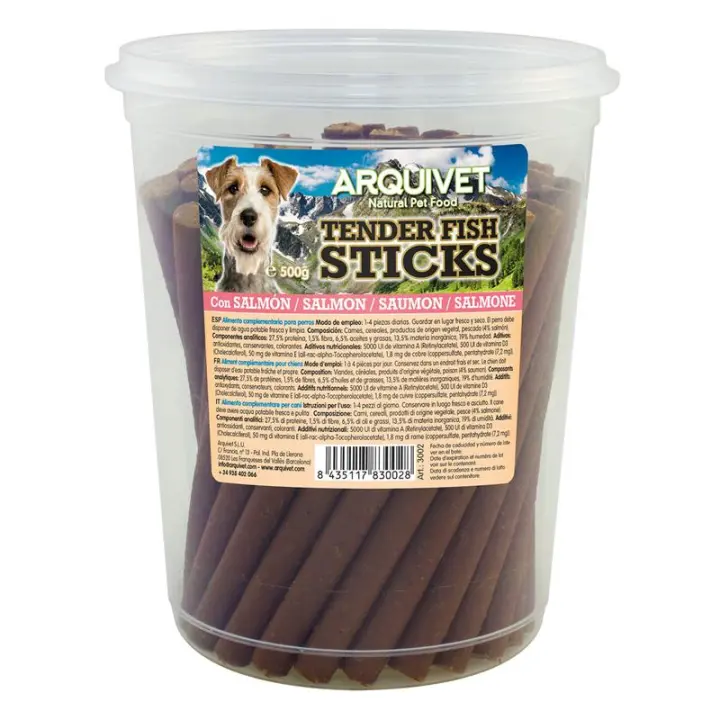 Palitos para Perros de Salmón, 500gr, Snack Denatles para Perros con Pescado, Arquivet Tender Fish Stick - 1
