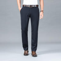 Pantalones Casuales De Seda Para Hombre Primavera/Verano Cintura Media Pierna Larga Y Recta Cómodos Y Transpirables Con Bolsillos - details 7