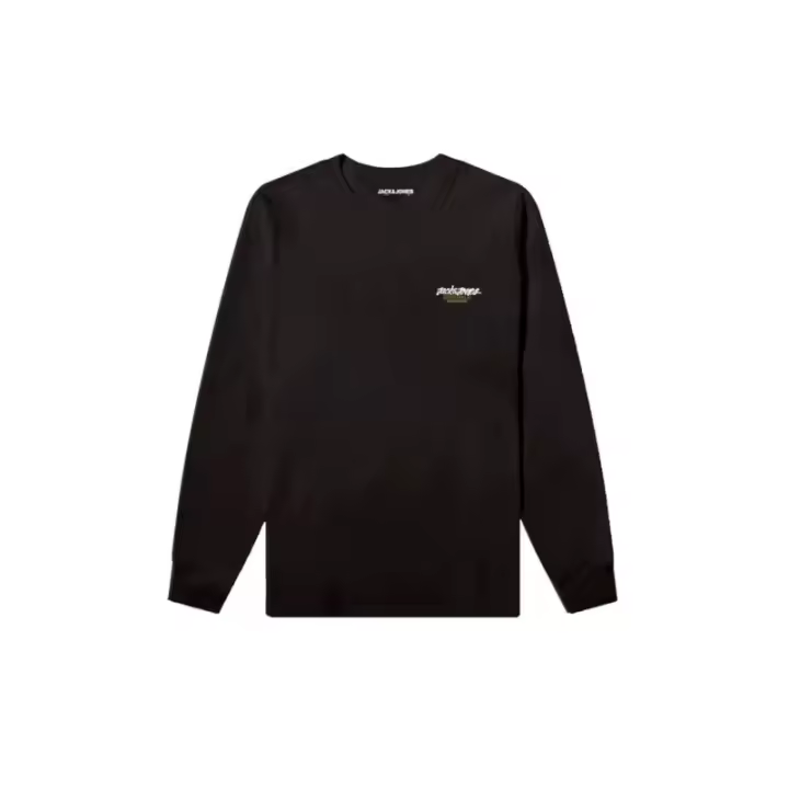 Jack&Jones - Camiseta Manga Larga para Hombre - Negro - Logo Tricolor - 1