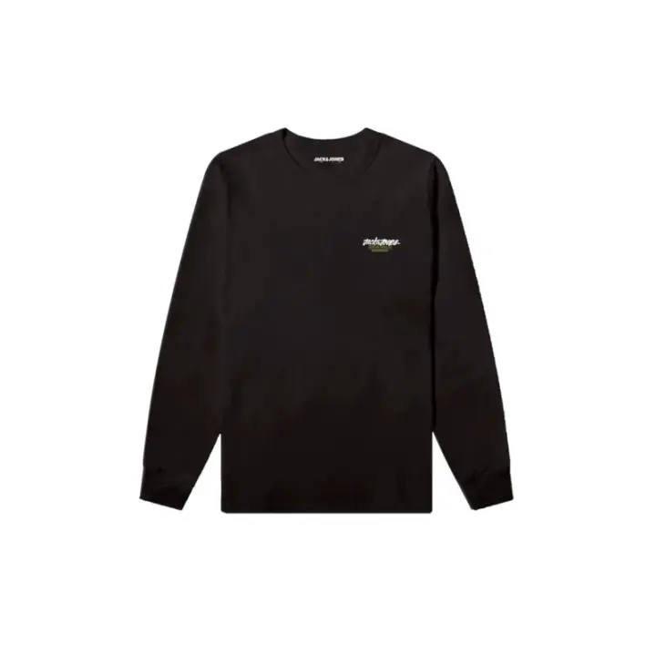 Jack&Jones - Camiseta Manga Larga para Hombre - Negro - Logo Tricolor - 1