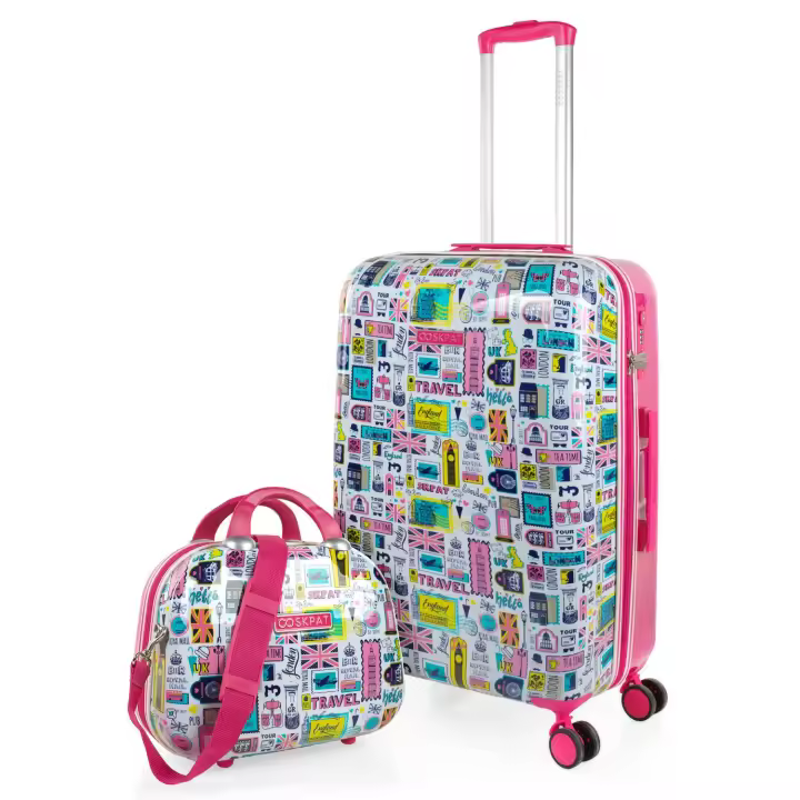 Skpat Maleta Mediana con Neceser a Juego London - Policarbonato Rígido - 4 RUEDAS Dobles 360 - Neceser Adaptable Al Trolley - 2 Años GARANTÍA - 1