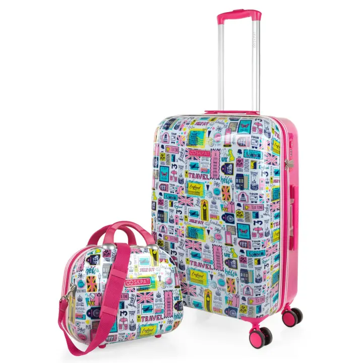 Skpat Maleta Mediana con Neceser a Juego London - Policarbonato Rígido - 4 RUEDAS Dobles 360 - Neceser Adaptable Al Trolley - 2 Años GARANTÍA - 1