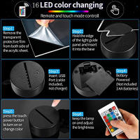 Lámpara De Noche LED 3D Stitch De Acrílico Para Hogar Y Niños 16 Colores Luz De Mesa Decoración De Cumpleaños Y Día De San Valentín Lámpara De Cama - details 2