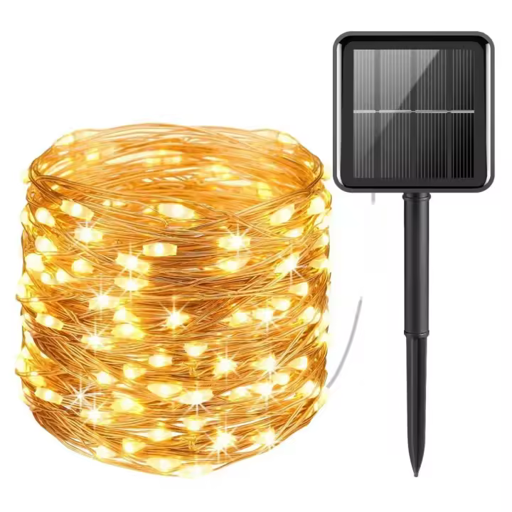 Luces De Garlanda De LED Solar Para Jardín Exterior Impermeables 7m/22m Decoración De Navidad Y Fiesta De Vacaciones Luz Solar IP65 - 1