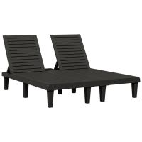 vidaXL Tumbona doble de polipropileno 155x138x83 cm Negro, Marrón claro, Sillas de Exterior Ideal para jardín, playa, piscina, terraza Tumbona Piscina Tumbonas Playa Tumbonas Jardín Exterior - details 0
