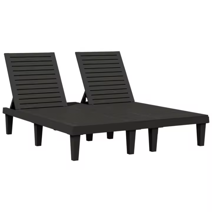 vidaXL Tumbona doble de polipropileno 155x138x83 cm Negro, Marrón claro, Sillas de Exterior Ideal para jardín, playa, piscina, terraza Tumbona Piscina Tumbonas Playa Tumbonas Jardín Exterior - 1