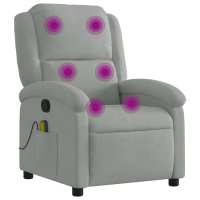 vidaXL Sillón de masaje reclinable de terciopelo Gris claro, Gris oscuro, Verde oscuro Sillon Dormitorio Sillon Comodos Silla Relax Sillón Sofá - details 2