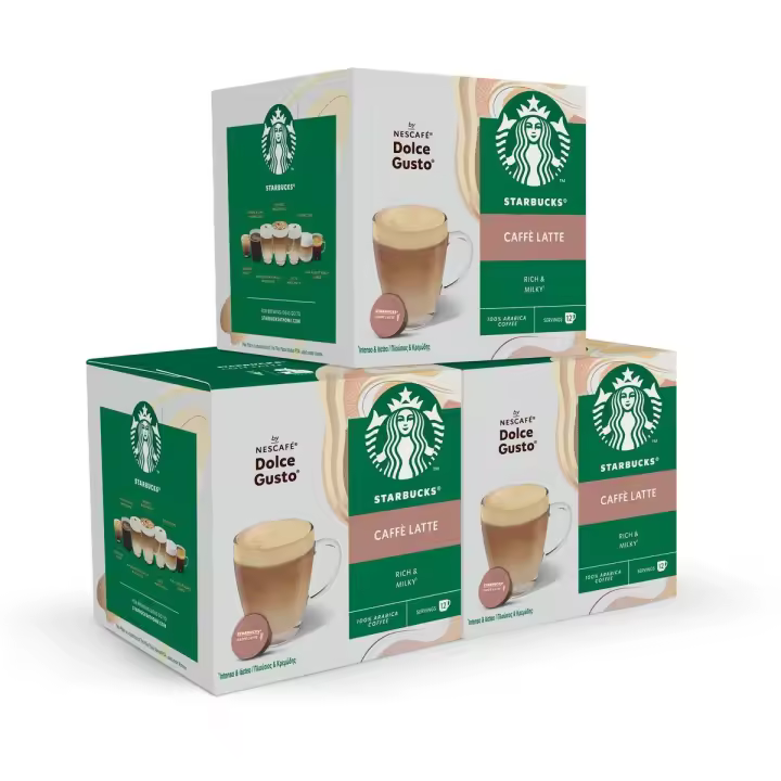 STARBUCKS by NESCAFÉ Dolce Gusto - Caffè Latte - Café con leche, suave y cremoso 9x12caps (108 cápsulas) - 1