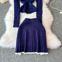 Conjunto De Dos Piezas Para Mujer REALEFT Otoño Invierno Traje De Pista De Correr Polo Collar Suéter Y Falda Skater A-line Nuevo 2024 - details 34