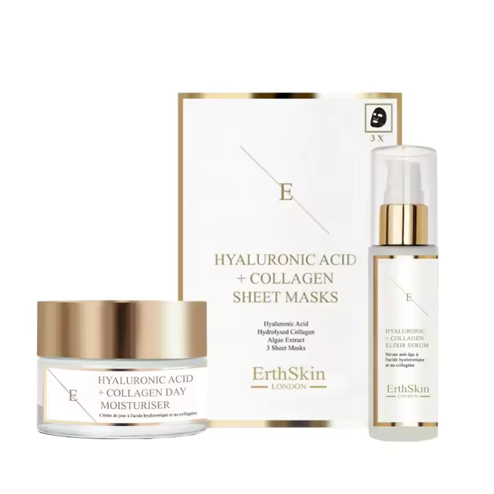 Crema de día de ácido hialurónico y colágeno (50 ml) + Sérum de ácido hialurónico y colágeno (60 ml) + Mascarilla de ácido hialurónico y colágeno (3 láminas) - 1