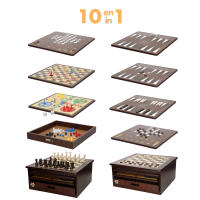 COLORBABY - Set 10 juegos de mesa, +180 piezas, ajedrez para niños, damas, mancala, backgammon, 3 en raya, serpientes y escaleras, damas chinas, parchís infantil, solitario, competición de dados, Caja almacenaje madera 32x32x15 cm, +2 jugadores, +5 años - details 2