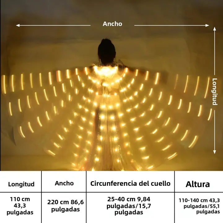 Alas De Mariposa LED Isis Para Danza Del Vientre Con Palos Telescópicos Luz Destellante Disfraz Para Carnaval Accesorio De Fiesta - 1