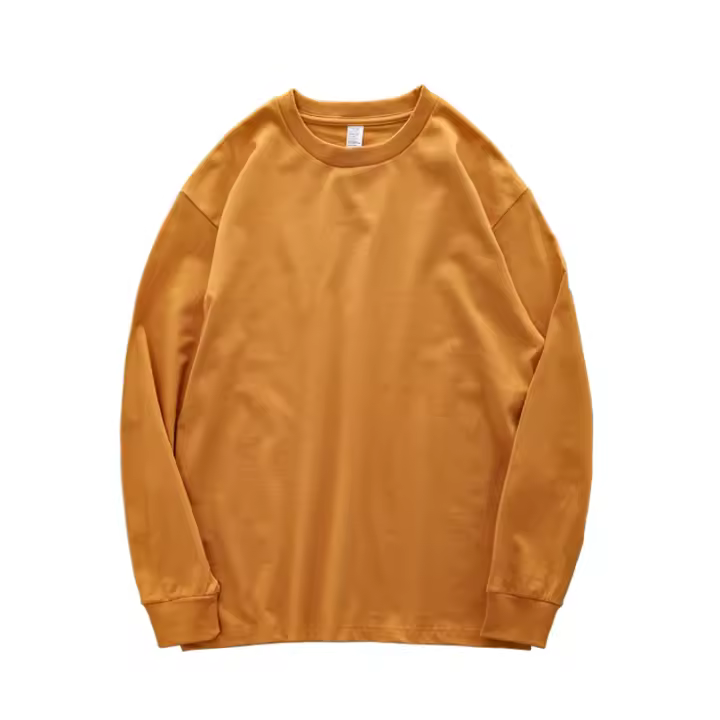 Camiseta De Manga Larga Pesada 280g Para Hombres 100% Algodón Tallas Grandes Colores Sólidos Camisetas Basicas De Moda Casual - 1