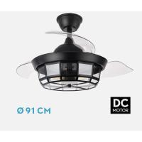 FABRILAMP PREMIUM Ventilador Motor Dc Tornado Mini NEGRO 3x bombilla E27 40/91D 3aspas Desplegables 6velocidades C/remoto Y Temporizador 1/4H Verano/Invierno Incluye mando a distancia y dos tijas de 10 y 25cm Productos originales calidad de confianza - details 1