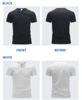 Camiseta De Algodón Para Hombre Con Collar Henry Y Manga Corta Estilo Casual Slim Fit Tees Cómodas Para Uso Diario Con Botones Basicas Tops Para Primavera Y Verano - details 4