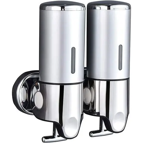 Dispensador de Jabón Doble de Cocina para Baño o Cocina, Plata, Champú, Gel de Ducha - 1