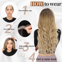 Pelucas Sintéticas Largas Ombre Rubio Platinado 26 Pulgadas Onduladas Para Mujeres Naturalista Middle Part Para Uso Diario Y Fiestas - details 10