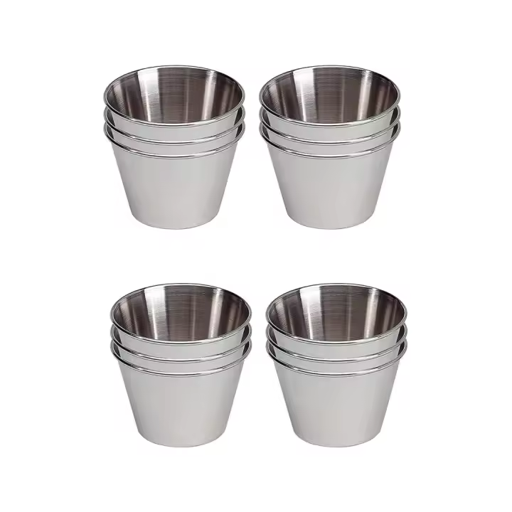 STARLEY-12 Flaneras Individuales de Acero Inoxidable,Molde para Flan Individuales,Molde para horno ideal para flanes, magdalenas, panacota, gelatina,Repostería,Salsas Ø7cm/Ø8cm/Ø9cm/Ø10cm - 1
