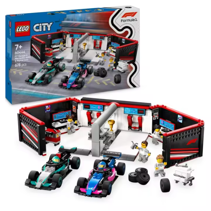 LEGO City 60444 Garaje de F1® con Coches Mercedes-AMG y Alpine contiene 678 piezas - edad 7+ años 25L60444 - 1