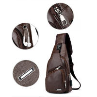Bolso de hombro para hombre, recargable por USB, sencillo, moderno, type Bandolera, para el pecho, para Novio, Padre, Talla única, marron Oscuro, Talla única - details 1