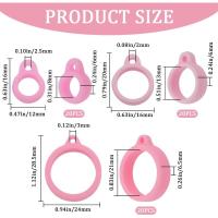 1Caja De 60 Piezas Anillos De Silicona Ajustables En 3 Tamaños Para Lanyard De Collar Soporte Multipropósito En Rosa - details 1