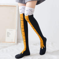 Calcetines Largas Pierna De Pollo Divertidos Dibujos Animados De Terciopelo Para Mujer Calcetines De Piel De Pollo 3D Gruesos - details 5