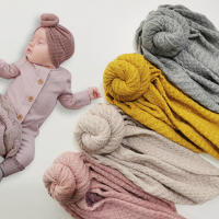 Gorro De Bebé Crochet Tejido Solido Para Niños Y Niñas Nuevos Recién Nacidos 3M-5T Bufanda De Cabeza Para Niños Y Niñas - details 0