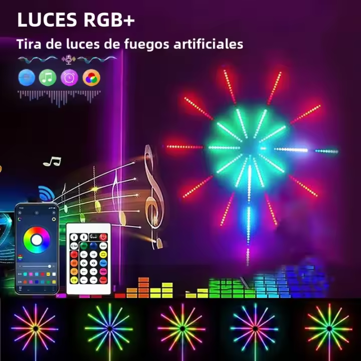 LED Strip Lights Firework Smart Con Control Remoto Y App Sincronización Con Música Para Decoración De Habitaciones Y Fiestas Navideñas - 1