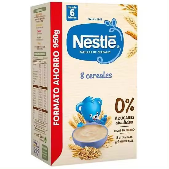 Nestlé Papilla 8 Cereales 0% Azúcares Añadidos +6M 950G - 1