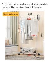 Rack De Ropa Doble Con Gancho Organizador De Ropa Para Dormitorio Móvil Con Ruedas Estante De Ropa Metálico Moderno Para El Hogar - details 15