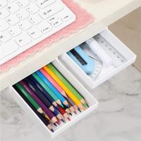 3 piezas debajo del cajón organizador de escritorio, cajón autoadhesivo y estuche de transporte caja de lápices bandeja de escritorio oculta organizador de almacenamiento de escritorio lápices para oficina; hogar (blanco) - details 3