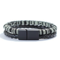 Nuevo Pulsera Bohemio Para Hombre Pulsera De Cuerda Étnica Punk De Cuero Bicolor Macramé Acessorios De Festival Para Novio - details 8