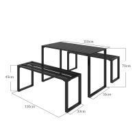 Muebles de exterior Juego de 3 piezas. Conjunto de Jardín con Mesa Y 2 bancos de metal Negro 110x55x70 cm. - details 2
