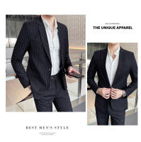 Traje De Moda Para Hombre Slim Fit Con Rayas Conjunto De Dos Piezas Casual Y Negocios Pantalones Y Chaqueta Para Primavera Y Otoño - details 6